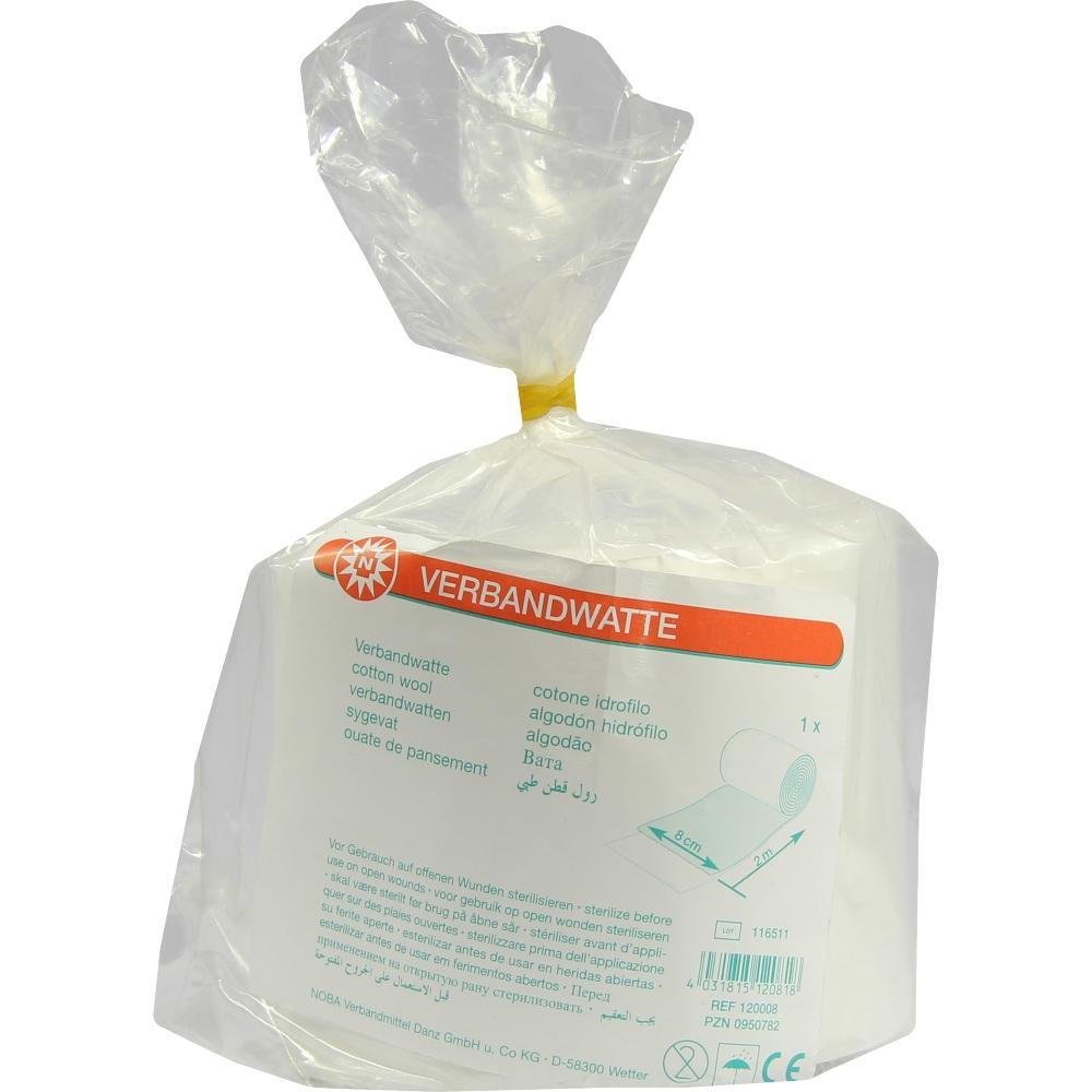 Eine Packung mit weißer Verbandwatte in einer Plastikverpackung.