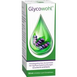 Die Verpackung zeigt "Glycowohl", ein homöopathisches Mittel bei Diabetes.